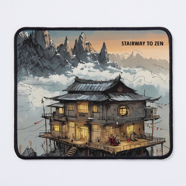 Item preview, STAIRWAY TO ZEN - Mountain Monastery Art Print designed and sold by Modern Nest Art.