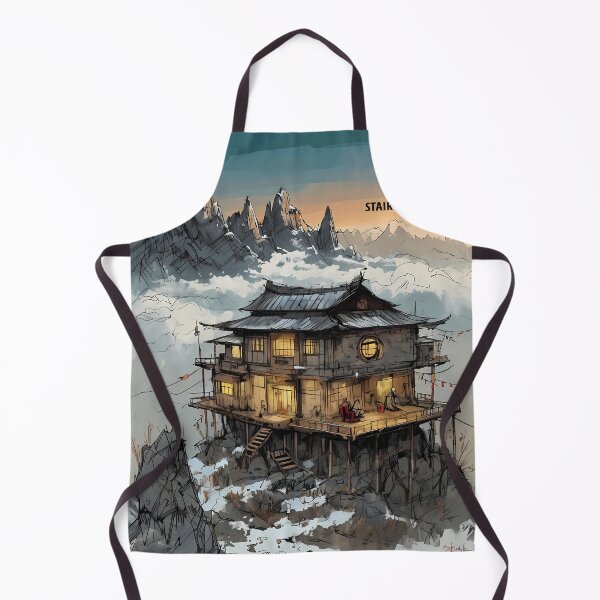 Item preview, STAIRWAY TO ZEN - Mountain Monastery Art Print designed and sold by Modern Nest Art.