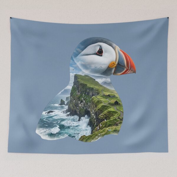 Item preview, Atlantic Puffin Double Exposure Coastal Nature Art designed and sold by BirdsnStuff.