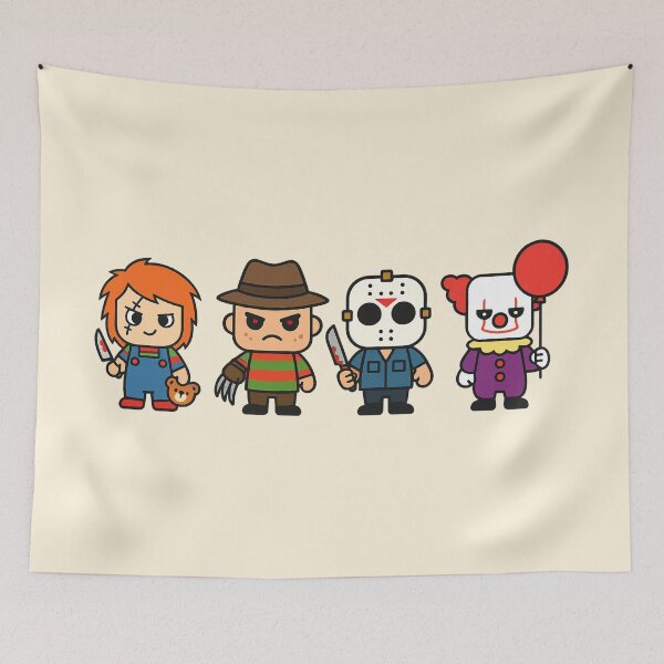 Item preview, Halloween Horror Icons Chibi Design – Chucky, Freddy Krueger, Jason Voorhees & Pennywise Cartoon Style designed and sold by Creative_Canvas.