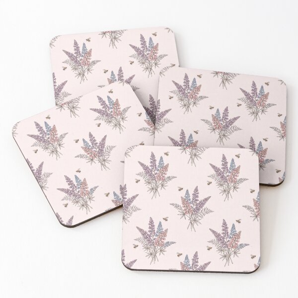 Item preview, Pastel Lupine Bee Wildflower Bouquet Pattern designed and sold by MythicCotton.