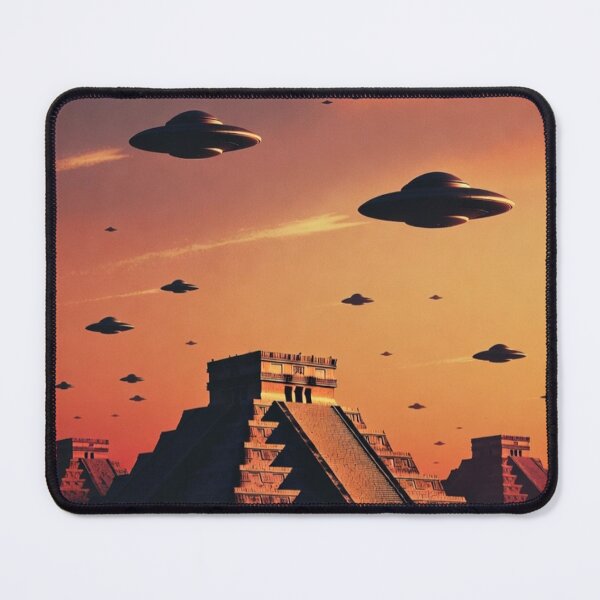 Item preview, Mayan Pyramids with Flying Saucers designed and sold by Dogandesighn.