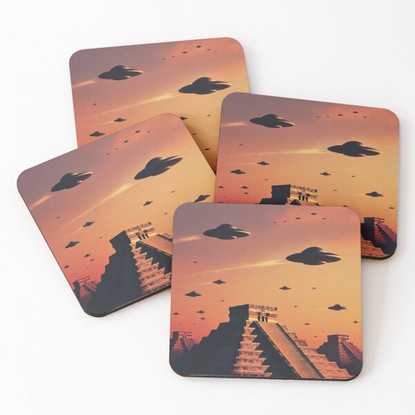 Item preview, Mayan Pyramids with Flying Saucers designed and sold by Dogandesighn.