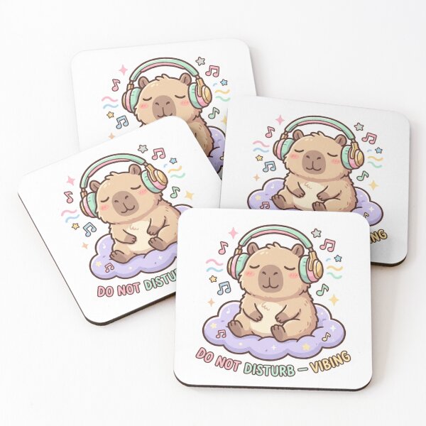 Item preview, Cute Kawaii Capybara Vibing with Headphones Sticker designed and sold by ItsArtisticLab.