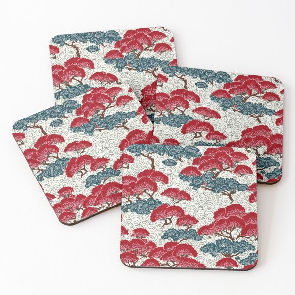 Item preview, Japanese Red Pine Tree Seigaiha Wave Pattern designed and sold by NicolasGlowArt.