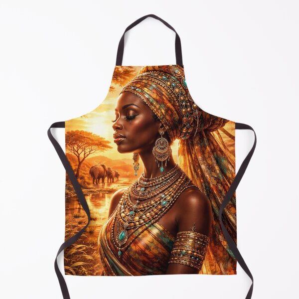 Item preview, African Queen in Golden Sunset – Royal Beauty & Cultural Elegance Art designed and sold by Prequa Designs.