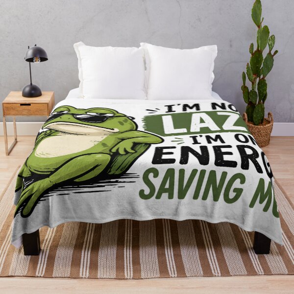 Item preview, Funny Frog Energy Saving Mode Lazy Humor Chill Frog Coffee Meme Aesthetic Relaxed Animal Design designed and sold by StickyGuys.