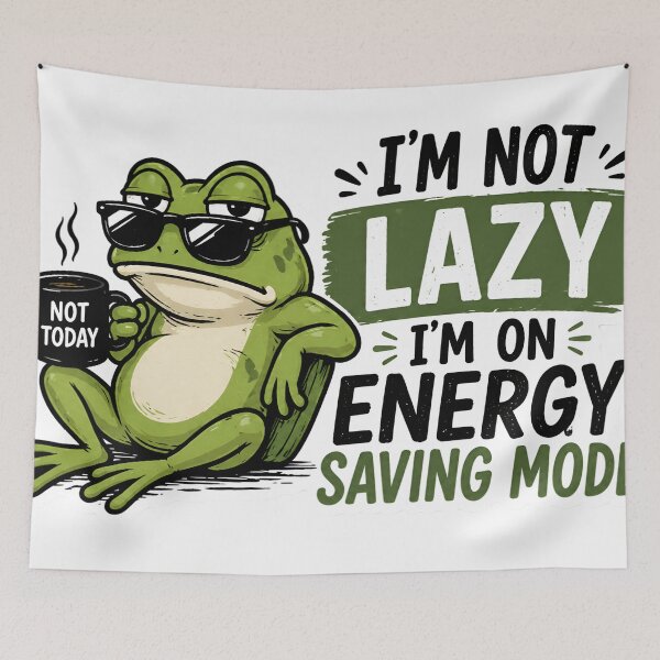 Item preview, Funny Frog Energy Saving Mode Lazy Humor Chill Frog Coffee Meme Aesthetic Relaxed Animal Design designed and sold by StickyGuys.