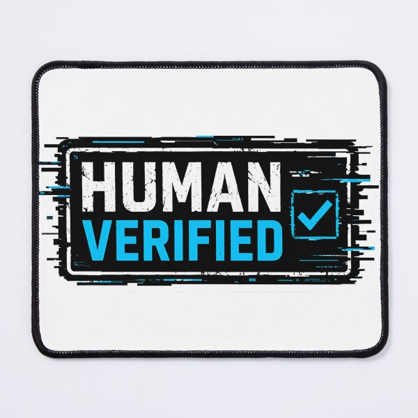 Item preview, Human Verified AI Identity Funny Tech Minimal Glitch Aesthetic Modern Digital Design designed and sold by StickyGuys.