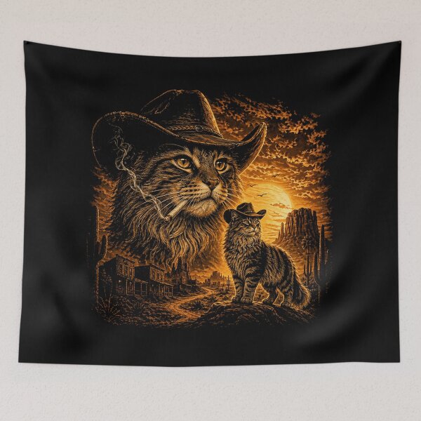 Item preview, Cowboy Cat Smoking Cat Graphic, Vintage Western Desert, Cat Lover  designed and sold by will freed18.