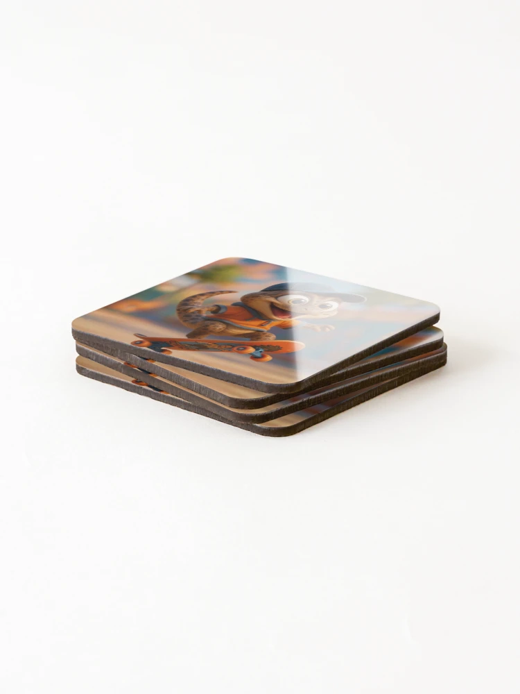 Thumbnail 4 of 5, Coasters (Set of 4), Skater Timor Python designed and sold by Sillytoe.