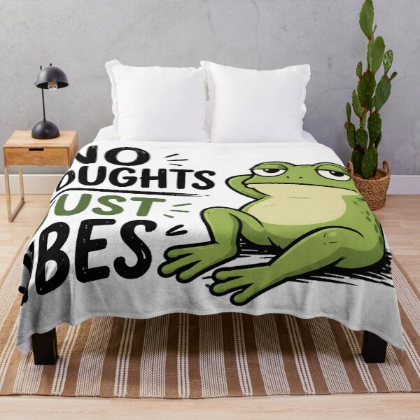 Item preview, No Thoughts Just Vibes Frog Funny Meme Chill Animal Relaxed Mood Aesthetic Design designed and sold by StickyGuys.