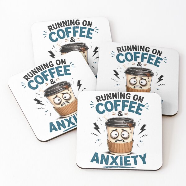Item preview, Running On Coffee And Anxiety Funny Coffee Shirt Cute Coffee Cup Meme Mental Health Humor Gift For Coffee Lovers designed and sold by Digital Culture Studio.