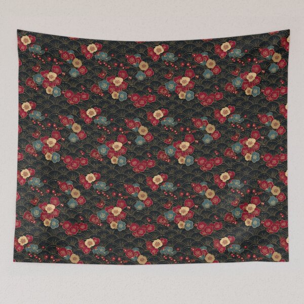 Item preview, Elegant Japanese Floral Wave Plum Blossom Design designed and sold by NicolasGlowArt.