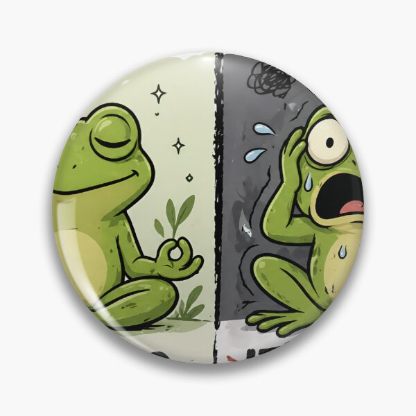 Item preview, Calm vs Panic Frog Funny Overthinking Meme Anxiety Humor Relatable Dual Mood Design designed and sold by StickyGuys.