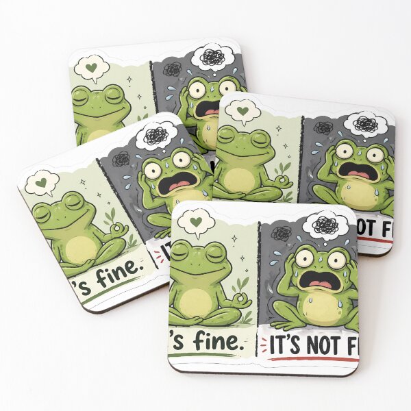 Item preview, Calm vs Panic Frog Funny Overthinking Meme Anxiety Humor Relatable Dual Mood Design designed and sold by StickyGuys.
