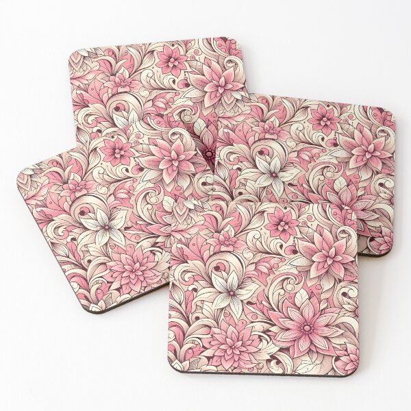 Item preview, Soft Pink Line Floral Pattern Art designed and sold by Apex Designs.