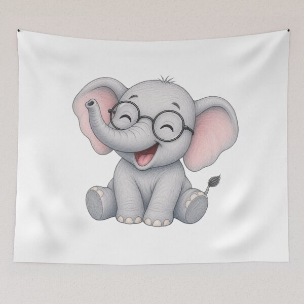 Artikelvorschau, Niedliches Elefantenbaby mit Brille, Kawaii-Kunst entworfen und verkauft von Hafcishop.