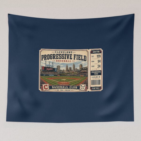 Item preview, Cleveland Progressive Field Vintage Ticket Shirt Retro Baseball Skyline Stadium Art Cleveland Ohio designed and sold by GhostDawgs.