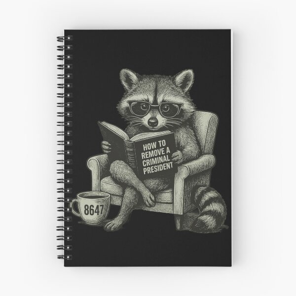 Item preview, 8647 Raccoon Reading How To Remove A Criminal President Funny Political Anti Trump Protest designed and sold by Velustro Shop.