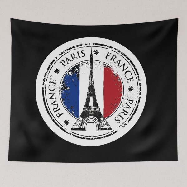 Artikelvorschau, Vintage-Reisebriefmarke aus Paris, Frankreich – Eiffelturm & französische Flagge entworfen und verkauft von InkImagination1.