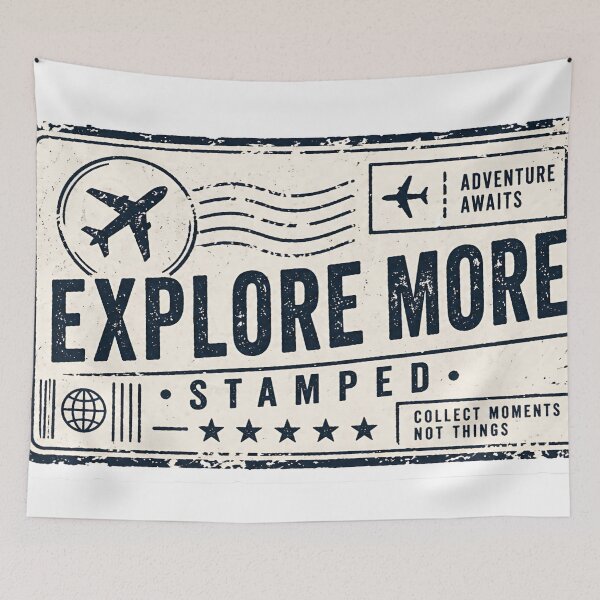 Item preview, Explore More Travel Stamp Vintage Adventure Passport Aesthetic Minimal Retro Design designed and sold by StickyGuys.