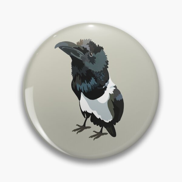 Item preview, Pied Crow Bird Illustration Black and White Crow Wildlife Art Ornithology Zoo Keeper Design designed and sold by PrettylittlepastelUk.