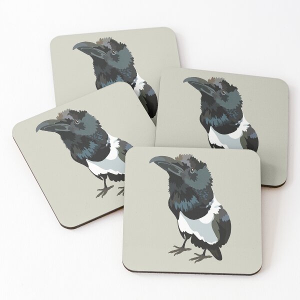 Item preview, Pied Crow Bird Illustration Black and White Crow Wildlife Art Ornithology Zoo Keeper Design designed and sold by PrettylittlepastelUk.