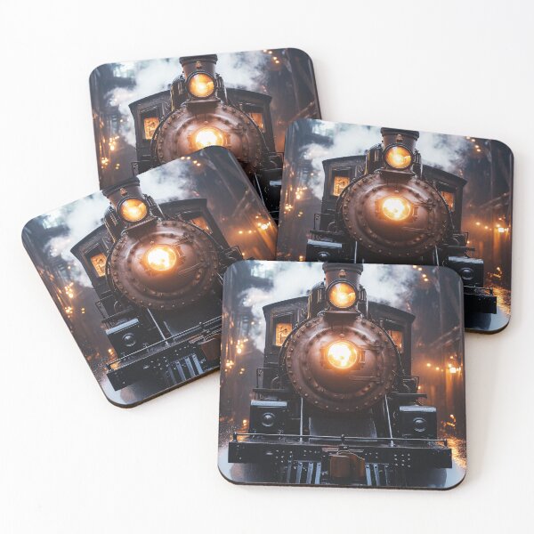 Item preview, Steam Locomotive Head-On — Dark Cinematic Iron Horse Art, Vintage Railroad Night Scene designed and sold by lematworks.