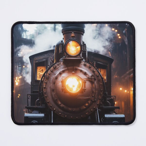 Item preview, Steam Locomotive Head-On — Dark Cinematic Iron Horse Art, Vintage Railroad Night Scene designed and sold by lematworks.