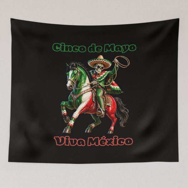 Item preview, Cinco de Mayo Skeleton Charro Riding Horse Viva Mexico Design designed and sold by ArtSpark Studio.
