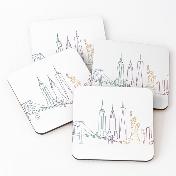 Item preview, New York Skyline Rainbow Line Art designed and sold by PixorStudio.