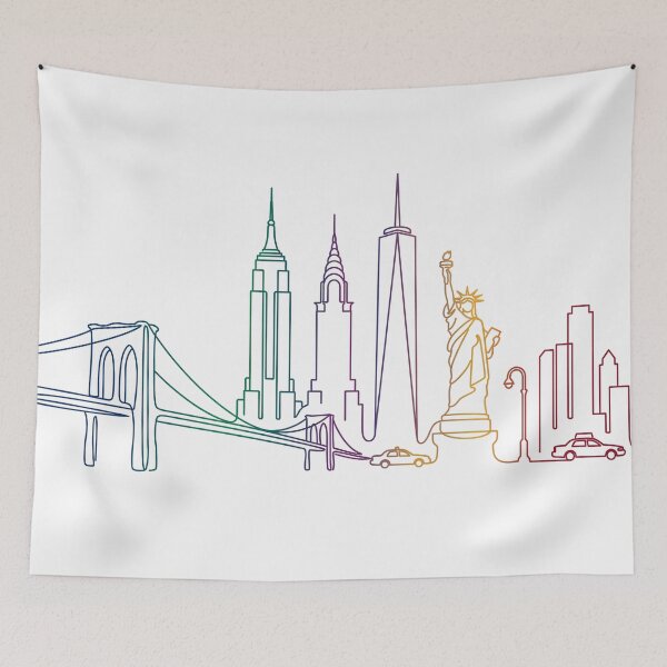 Item preview, New York Skyline Rainbow Line Art designed and sold by PixorStudio.