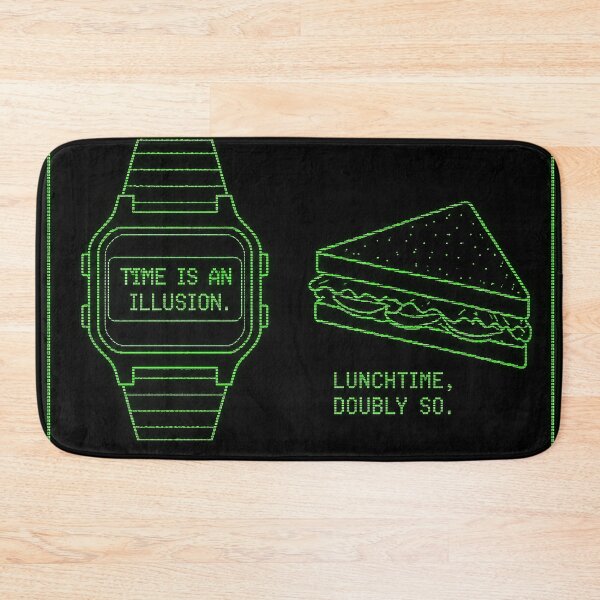 Item preview, Time Is an Illusion Shirt – Lunchtime Doubly So – Hitchhiker's Guide Quote Tee – Retro Digital Watch & Sandwich Design – Geek Humor Gift designed and sold by DiamondSkyShirt.