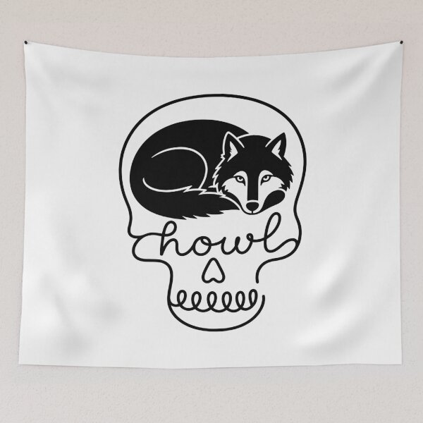 Item preview, howlin wolf Creepy Cute Wolf Skull Howling Spooky Goth designed and sold by gunaone-design.