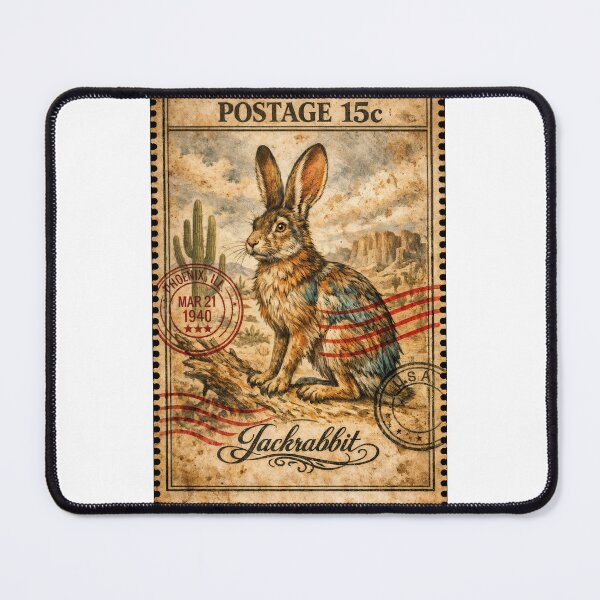 Item preview, Vintage Jackrabbit Postage Stamp from the American Southwest designed and sold by ForeverPrintsOK.