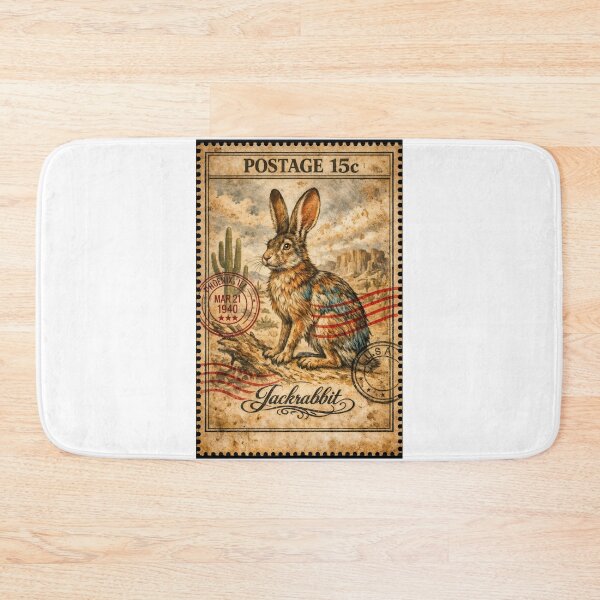 Item preview, Vintage Jackrabbit Postage Stamp from the American Southwest designed and sold by ForeverPrintsOK.