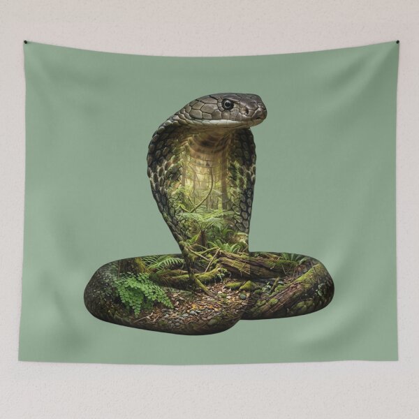 Item preview, King Cobra Double Exposure Rainforest Nature Design  designed and sold by BirdsnStuff.