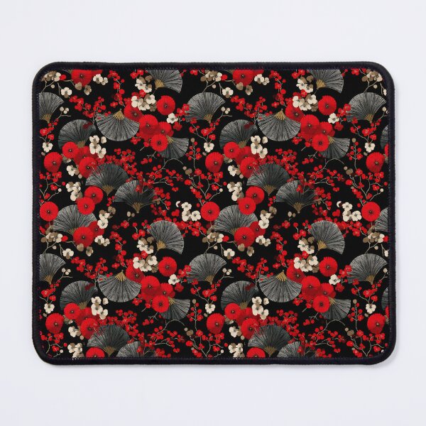 Item preview, Japanese Fan Red Berry Floral Pattern Design designed and sold by NicolasGlowArt.
