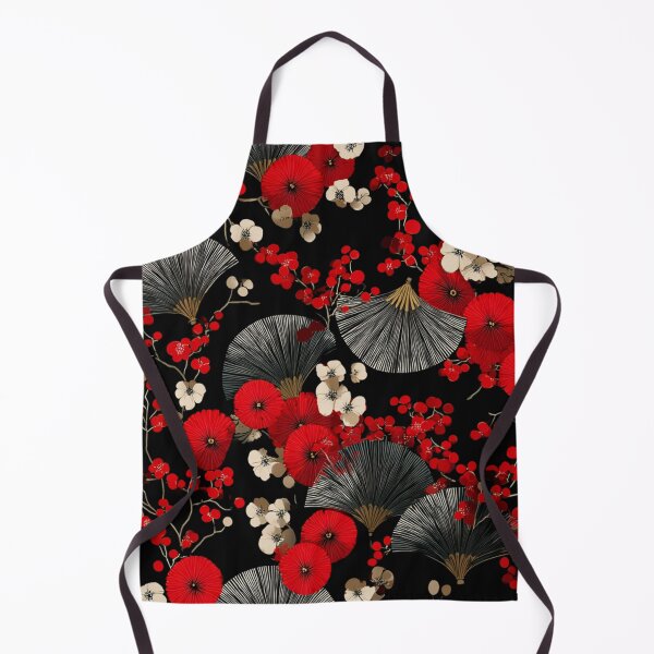 Item preview, Japanese Fan Red Berry Floral Pattern Design designed and sold by NicolasGlowArt.