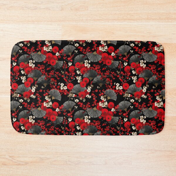 Item preview, Japanese Fan Red Berry Floral Pattern Design designed and sold by NicolasGlowArt.