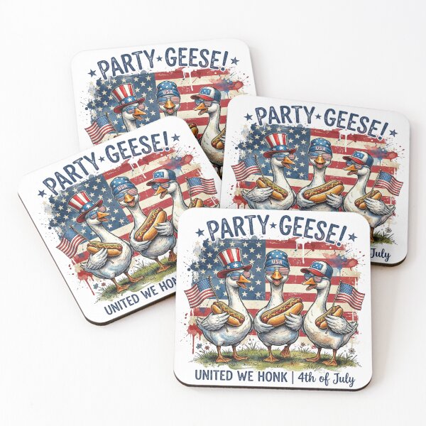 Item preview, Party Geese 4th of July Shirt – Funny Patriotic Goose USA Hot Dog Independence Day Tee designed and sold by JadmeStudio.