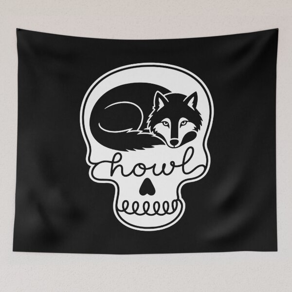 Item preview, howlin wolf Creepy Cute Wolf Skull Howling Spooky Season designed and sold by gunaone-design.