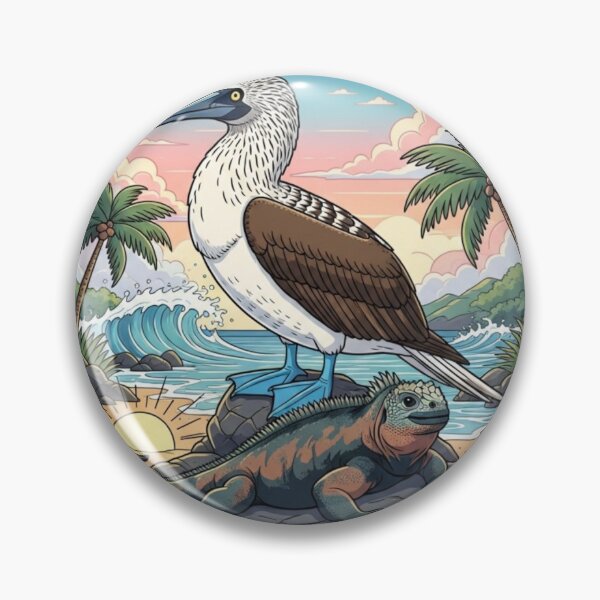 Item preview, Galapagos Wildlife Sticker – Blue Footed Booby & Marine Iguana Travel Design designed and sold by Modefissi.