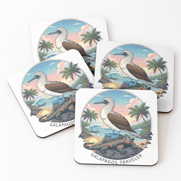 Item preview, Galapagos Wildlife Sticker – Blue Footed Booby & Marine Iguana Travel Design designed and sold by Modefissi.