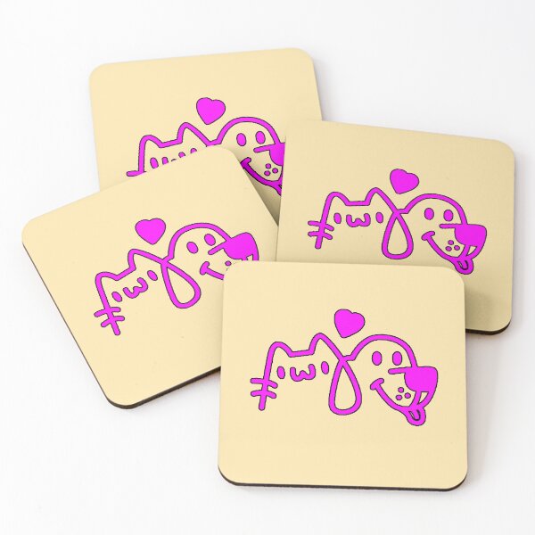 Item preview, Cat Dog Love Kawaii Magenta Line Pets Friends designed and sold by AstronautMerch.