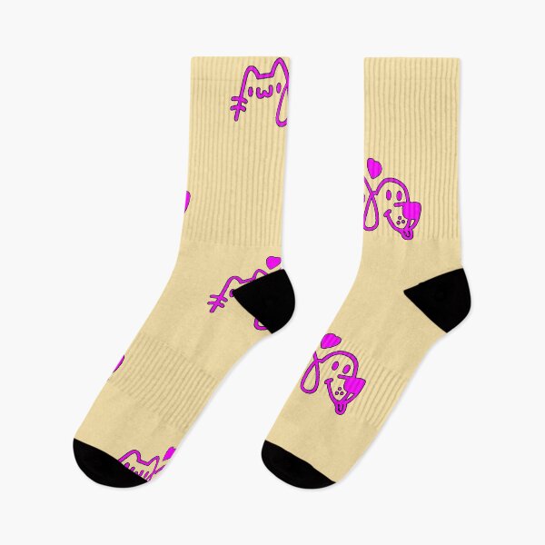Item preview, Cat Dog Love Kawaii Magenta Line Pets Friends designed and sold by AstronautMerch.