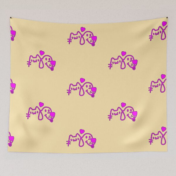 Item preview, Cat Dog Love Kawaii Magenta Line Pets Friends designed and sold by AstronautMerch.