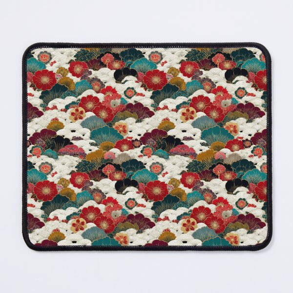 Item preview, Traditional Japanese Floral Wave Art Pattern designed and sold by NicolasGlowArt.