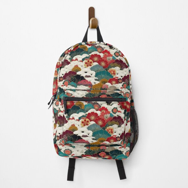 Item preview, Traditional Japanese Floral Wave Art Pattern designed and sold by NicolasGlowArt.